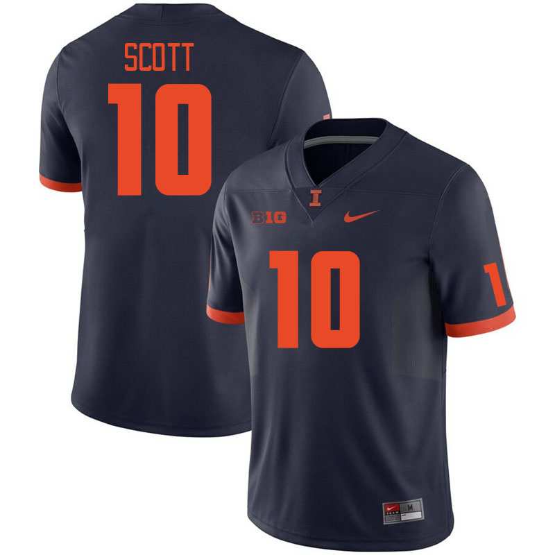Men #10 Miles Scott Illinois Fighting Illini College Football Jerseys Stitched Sale-Navy